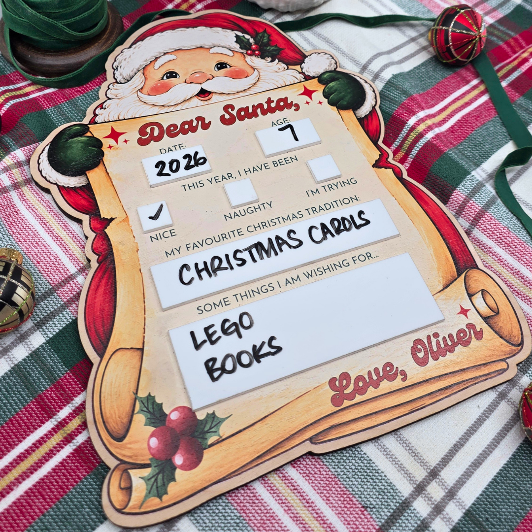 Retro Santa Custom Dear Santa Board - Christmas Eve Photo Prop Sign