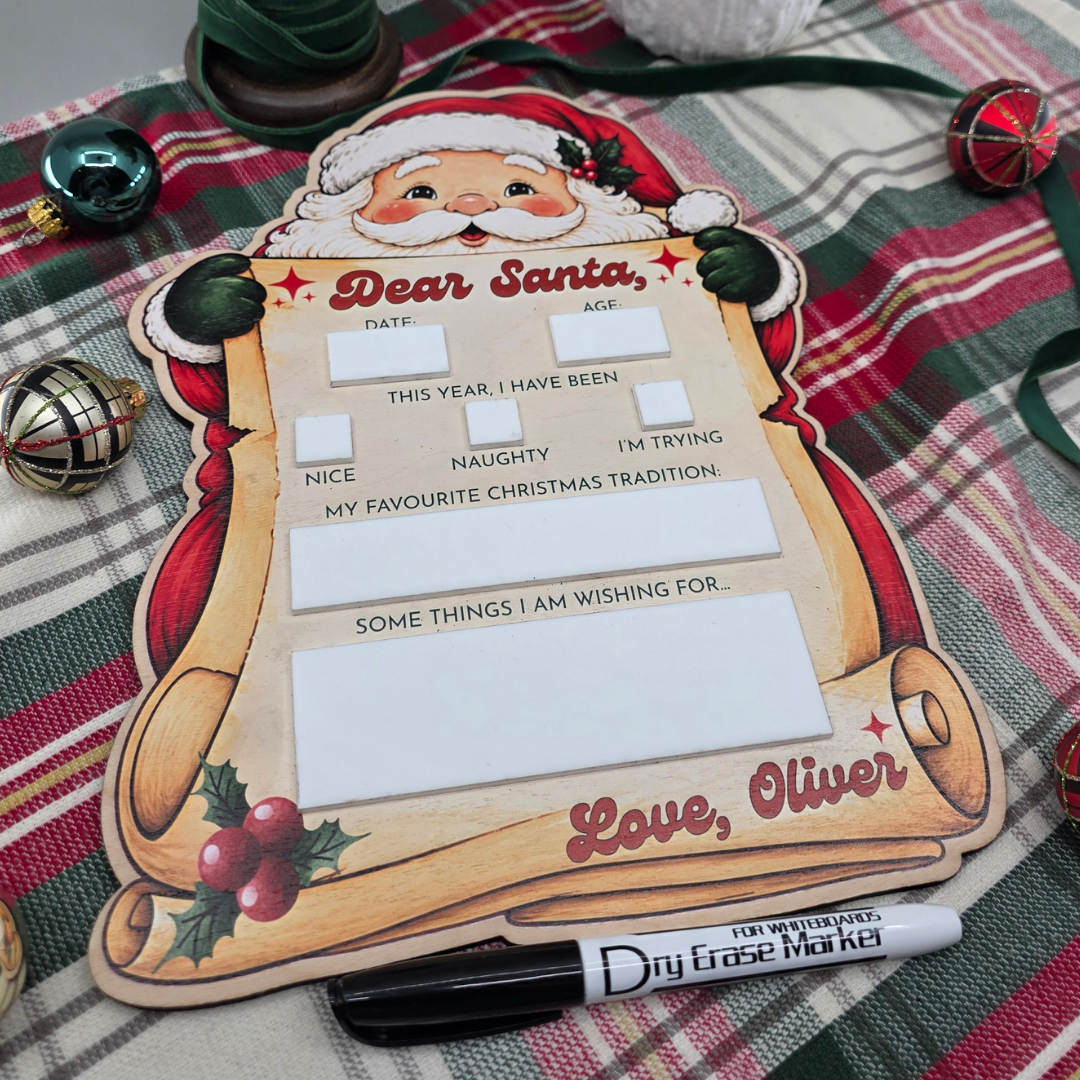 Retro Santa Custom Dear Santa Board - Christmas Eve Photo Prop Sign