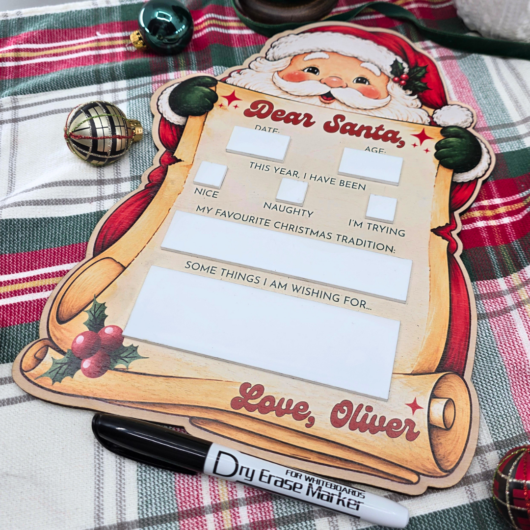 Retro Santa Custom Dear Santa Board - Christmas Eve Photo Prop Sign