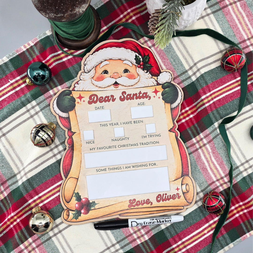 Retro Santa Custom Dear Santa Board - Christmas Eve Photo Prop Sign