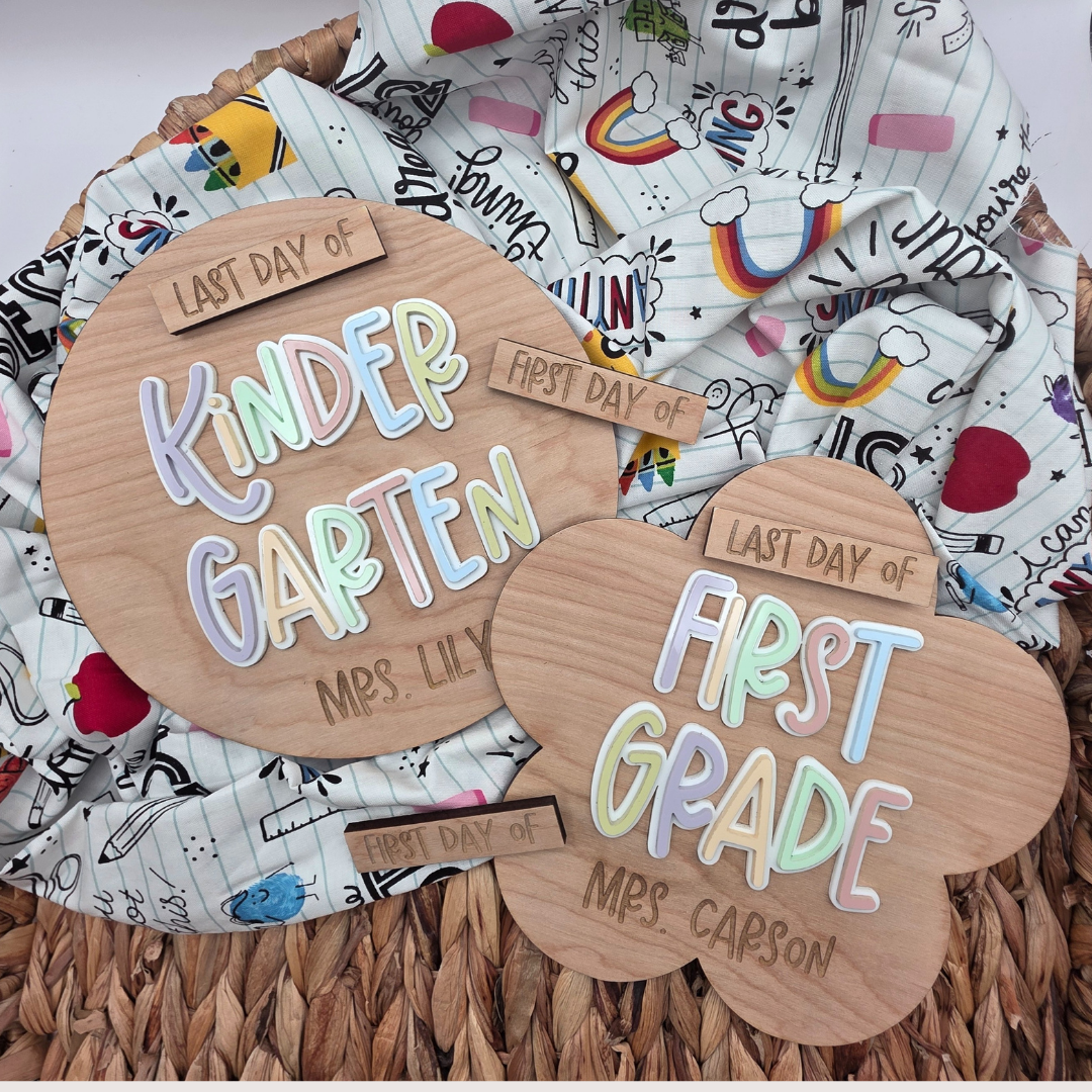 Personalized First & Last Day of School Sign - Custom Name and Grade - Interchangeable Acrylic Photo Prop
