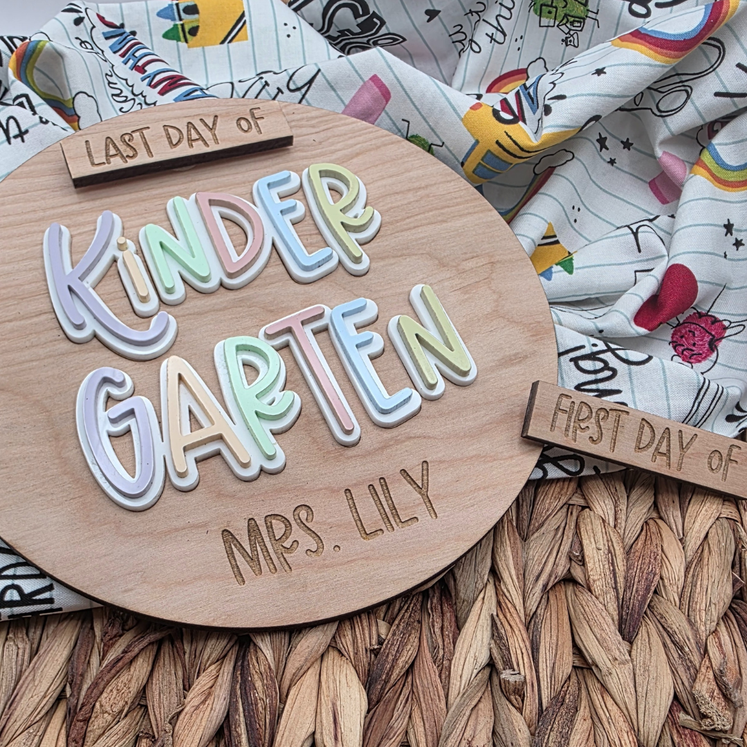 Personalized First & Last Day of School Sign - Custom Name and Grade - Interchangeable Acrylic Photo Prop