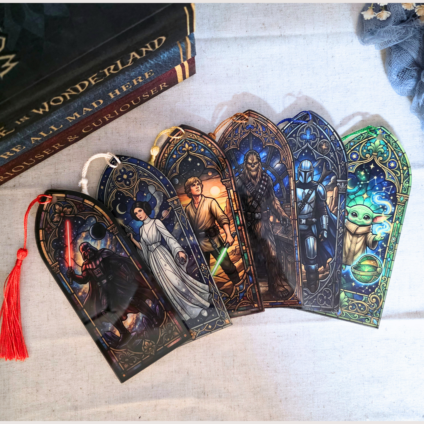 Space Wars Stained Glass Acrylic Bookmark - Reader Gift for Sci Fi Fantasy Fans