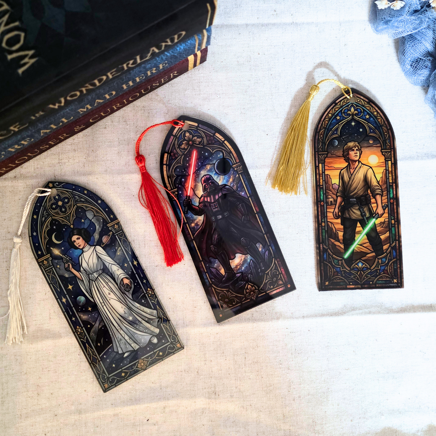 Space Wars Stained Glass Acrylic Bookmark - Reader Gift for Sci Fi Fantasy Fans