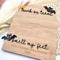 Trick or Treat, Smell My Feet - Baby Footprint Halloween Board - Personalized Bat & Moon Keepsake - DIY Halloween Memory Sign