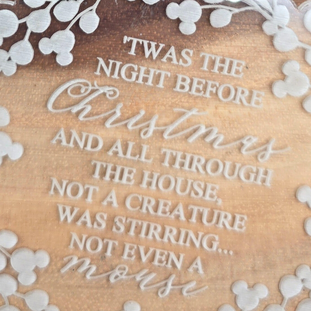Twas the Night Before Christmas Ornament | Engraved Clear Acrylic Wreath with Hidden Mouse Heads | Holiday Keepsake Gift