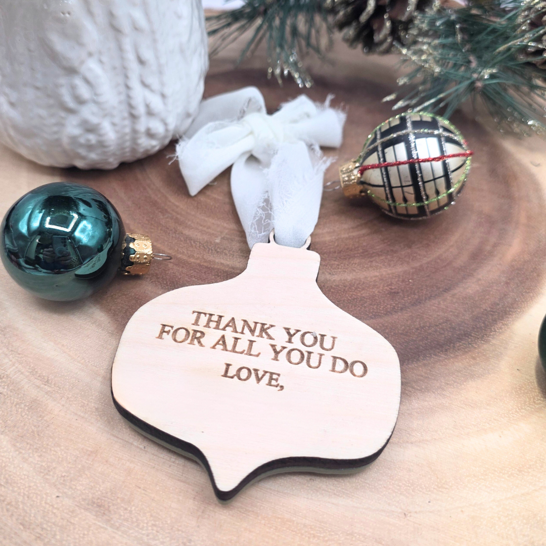 Vintage Style Personalized  Ornament - Custom Wood & Acrylic  Scandinavian Christmas Gift