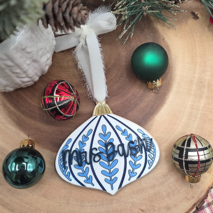 Vintage Style Personalized  Ornament - Custom Wood & Acrylic  Scandinavian Christmas Gift