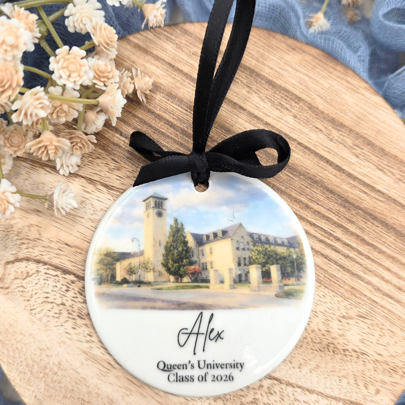 Custom Graduation  Ceramic Ornament - Personalized School Watercolor Keepsake - Class Year Gift