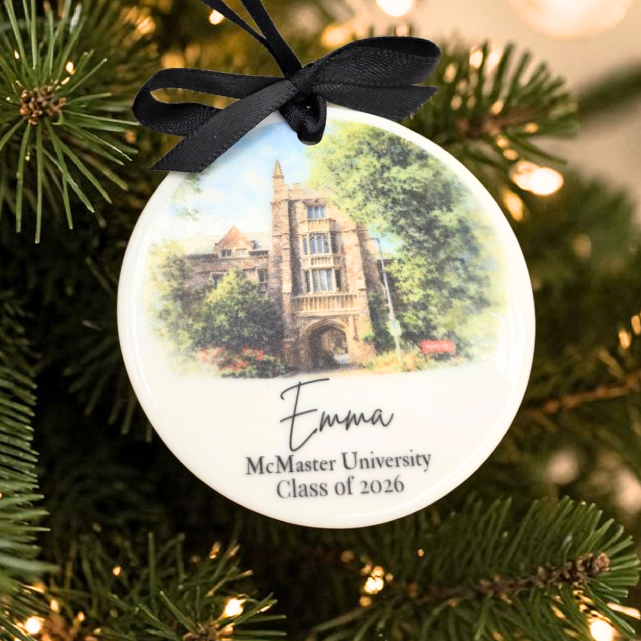 Custom Graduation  Ceramic Ornament - Personalized School Watercolor Keepsake - Class Year Gift