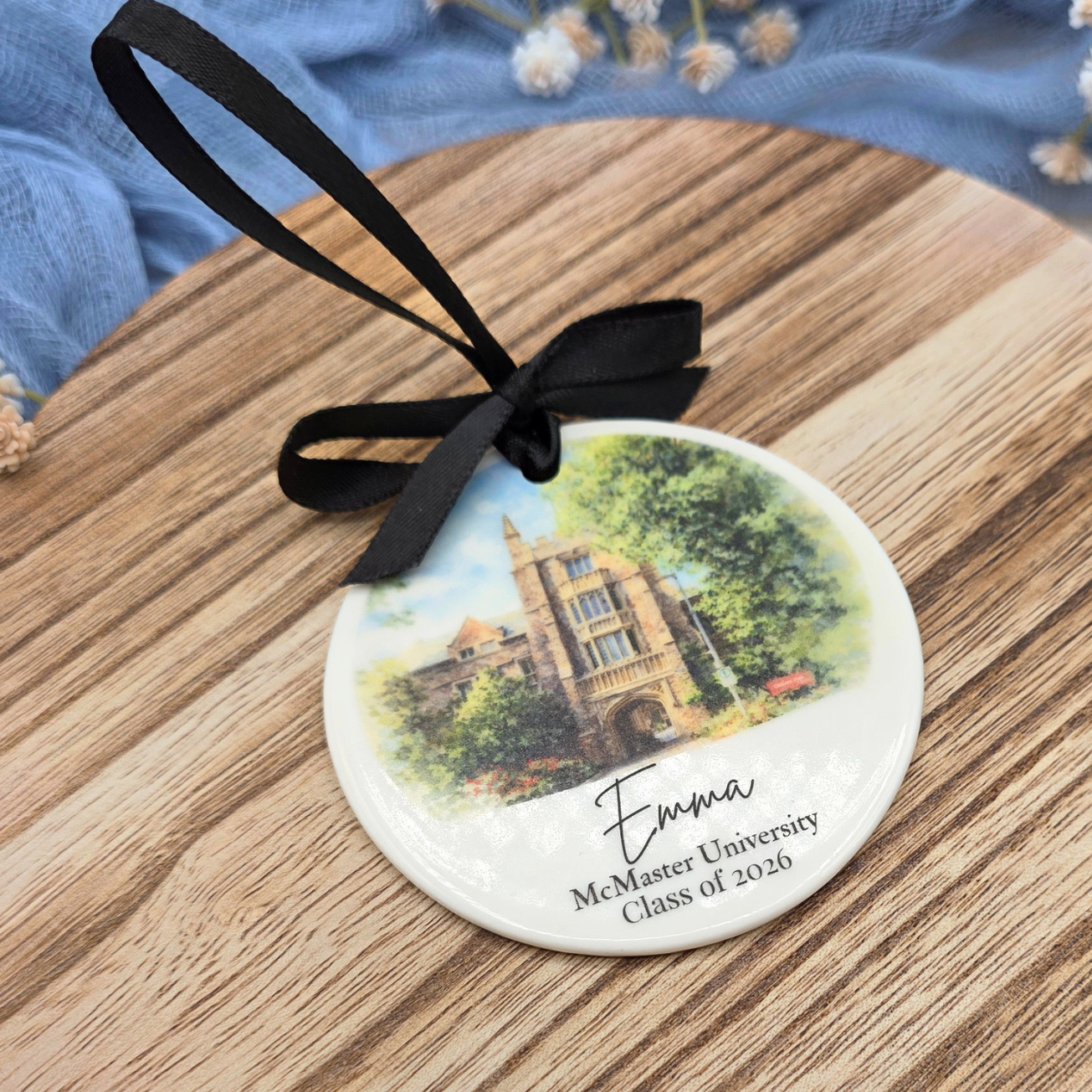Custom Graduation  Ceramic Ornament - Personalized School Watercolor Keepsake - Class Year Gift