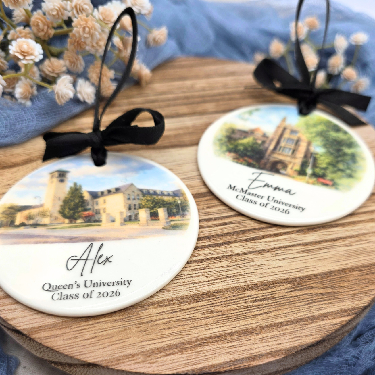 Custom Graduation  Ceramic Ornament - Personalized School Watercolor Keepsake - Class Year Gift