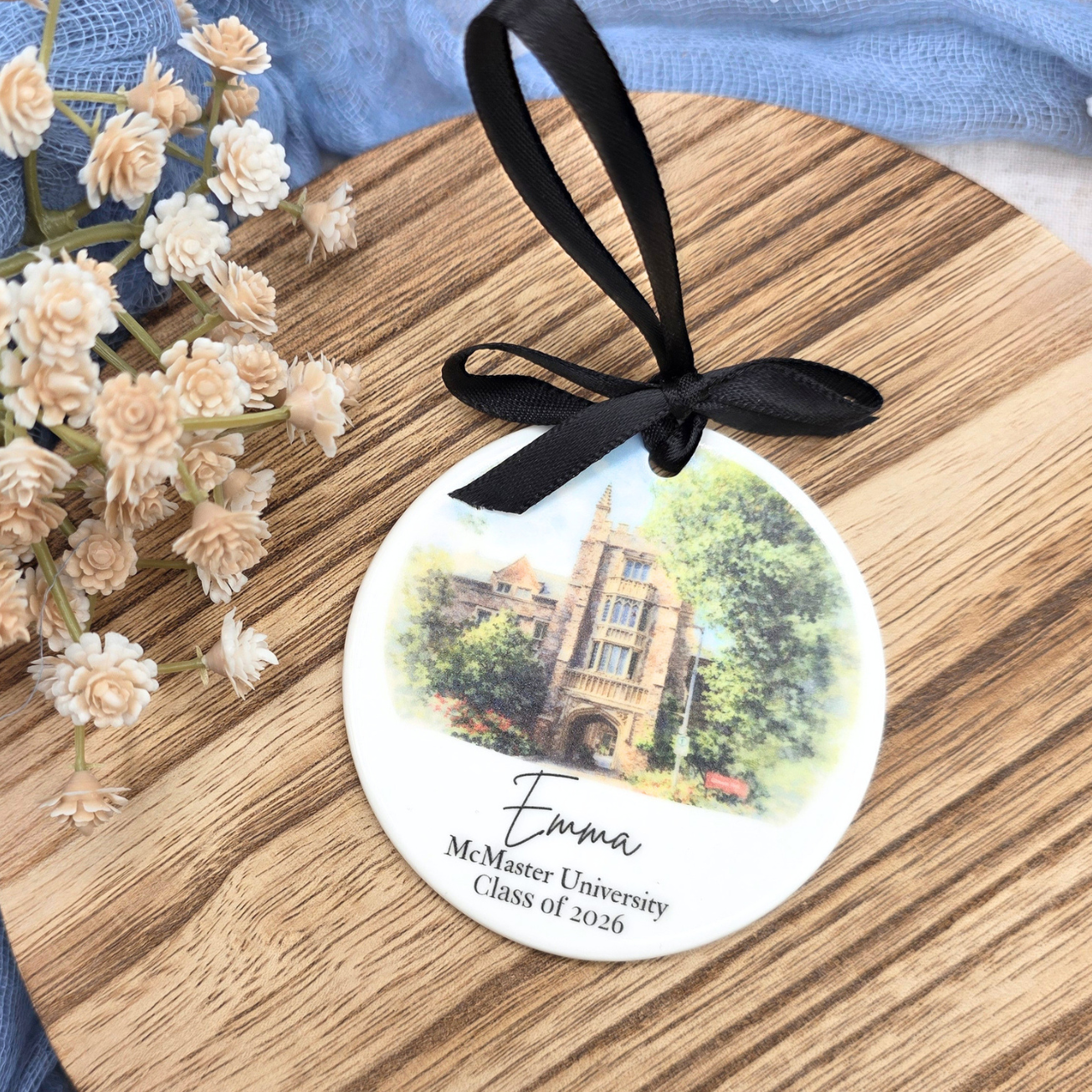 Custom Graduation  Ceramic Ornament - Personalized School Watercolor Keepsake - Class Year Gift