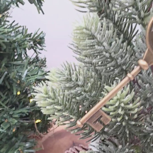 Santa’s Magic Key Ornament | Engraved Birch Wood Tag with Antique Key & Bow | Christmas Eve Tradition Keepsake for Kids