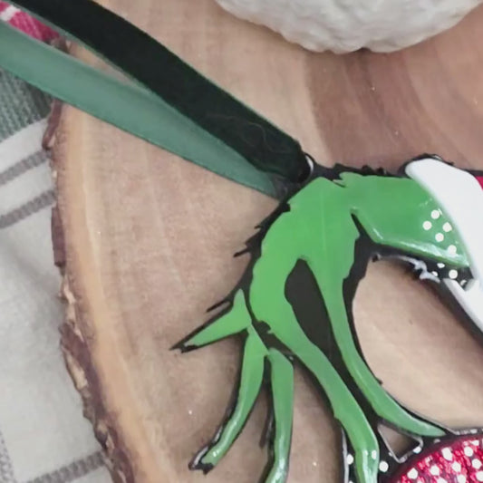 Custom “Mischievous Holiday Hand” Ornament - Personalized Layered Acrylic Christmas Ornament