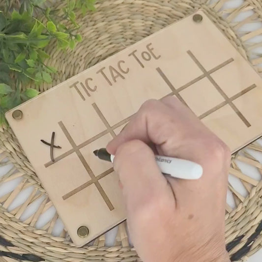 Travel Game Board for Kids | Dry Erase Busy Toy | Wood Acrylic Mini Games | Car Game | Tic Tac Toe | Connect Four | Hangman