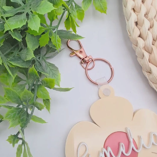 Personalized NFC Emergency Contact Daisy Tag - Custom Flower Safety Keychain  - Tap with Phone Medical Info Acrylic Bag Tag