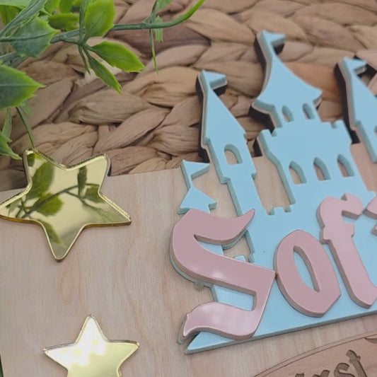 Princess Castle First Day Last Day School Board - Personalized Dry Erase Back to School Sign -  Reusable Photo Prop with Name