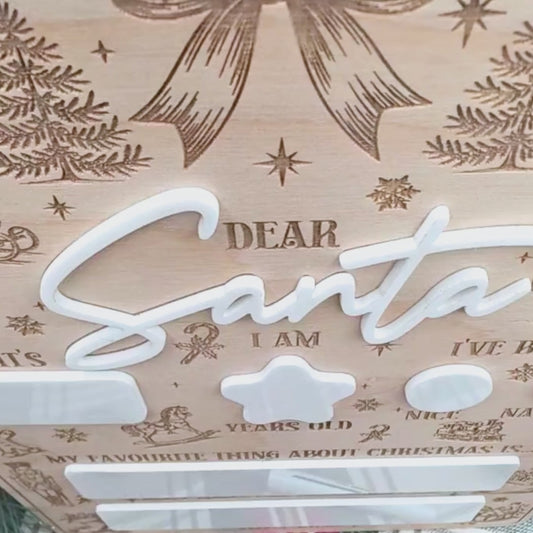 Dear Santa Dry Erase Board - Personalized Christmas Keepsake - Reusable Holiday Photo Prop