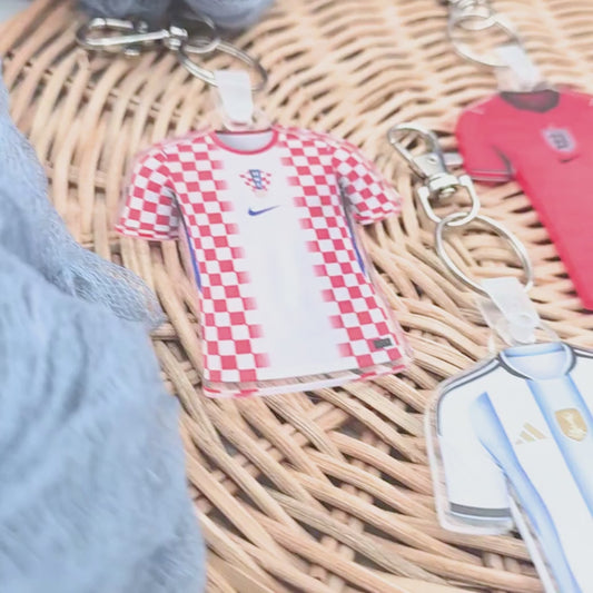 Soccer Jersey Keyring - Acrylic Team Keychain Sports Bag Charm