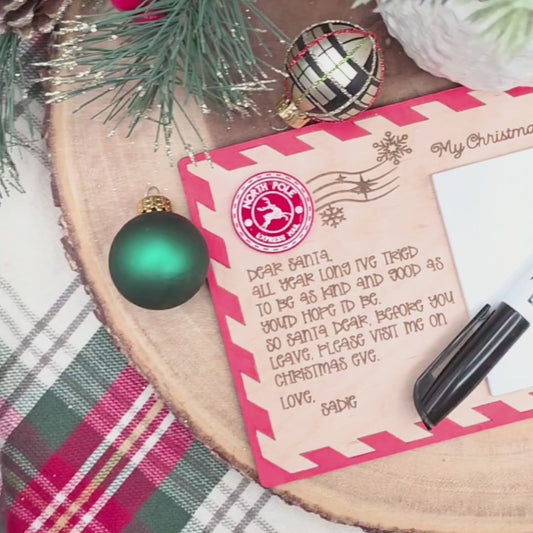 Personalized Dear Santa Christmas Wish Board  - Reusable Dry Erase North Pole Mail Postcard